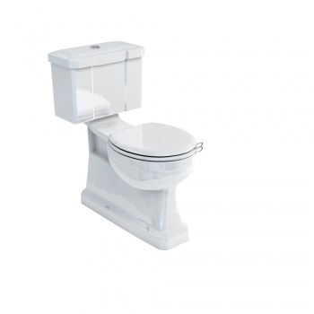 Concealed bottom outlet close-coupled WC with slimline rear or bottom entry flush button cistern